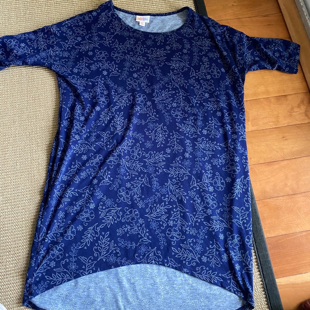 LuLaRoe Irma in Navy with white design
